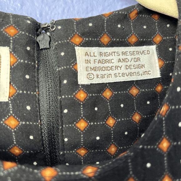 Vintage Karin Stevens Petite Long Sleeve Dress Smocked Waist Cuffed Pleated 4P - Picture 5 of 9